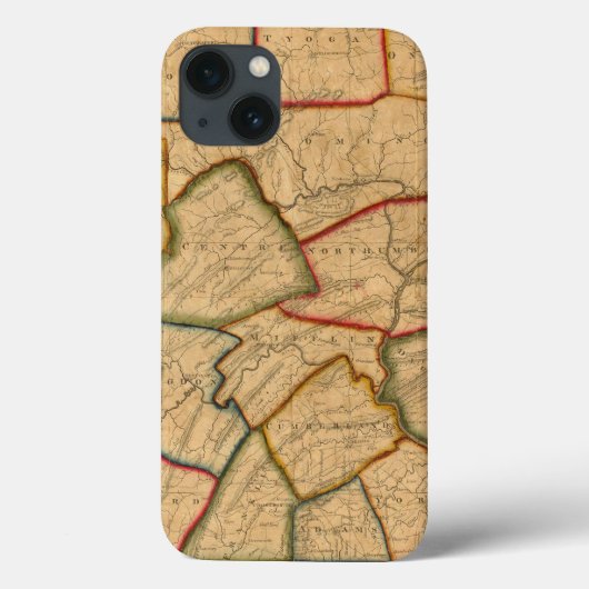 een kaart van de staat Pennsylvania Case-Mate iPhone Case (Achterkant)