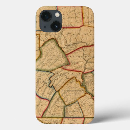 een kaart van de staat Pennsylvania Case-Mate iPhone Case (Achterkant)