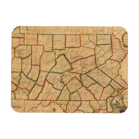 een kaart van de staat Pennsylvania Magneet (Horizontaal)