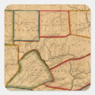 een kaart van de staat Pennsylvania Vierkante Sticker