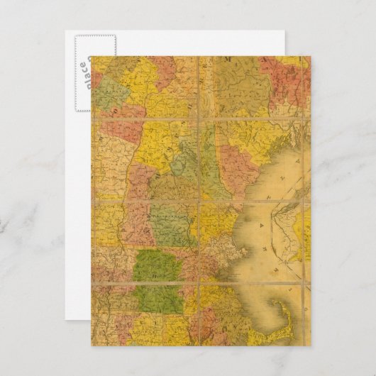 Een kaart van de Staten van New England (Voorkant / Achterkant)