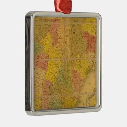 Een kaart van de staten van New England Metalen Ornament (Rechts)