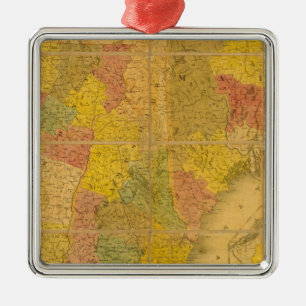 Een kaart van de staten van New England Metalen Ornament
