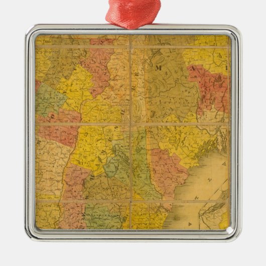 Een kaart van de staten van New England Metalen Ornament (Voorkant)