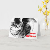 Een kaart van de Verjaardag - helft-Birmaanse Kat (Gele Bloem)