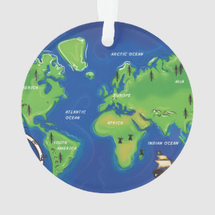 Een kaart van de wereld. ornament
