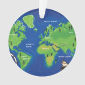 Een kaart van de wereld. ornament (voorkant)