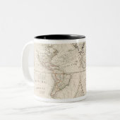 Een kaart van de wereld tweekleurige koffiemok (Voorkant links)