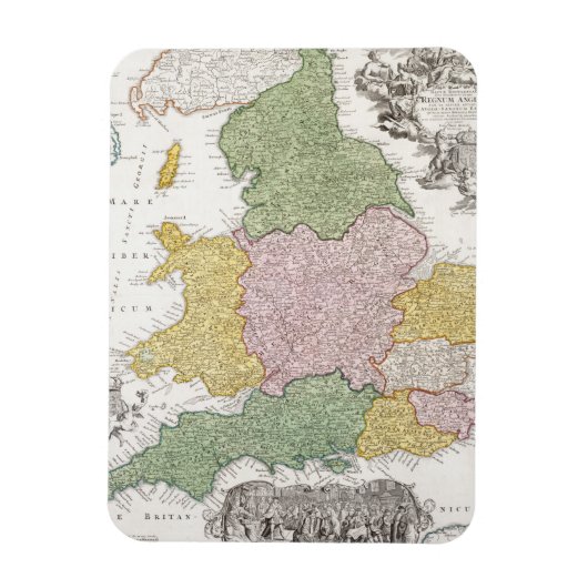Een kaart van Engeland | 1760 Magneet (Verticaal)