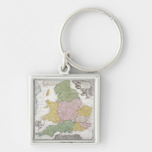 Een kaart van Engeland   1760 Sleutelhanger