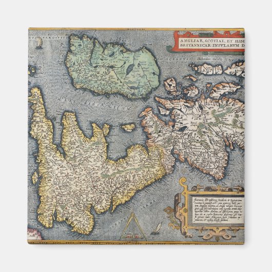 Een kaart van Groot-Brittannië | 1587 Magneet (Voorkant)