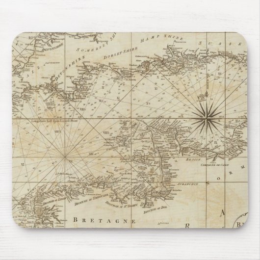 Een kaart van het Britse Kanaal Muismat (Voorkant)