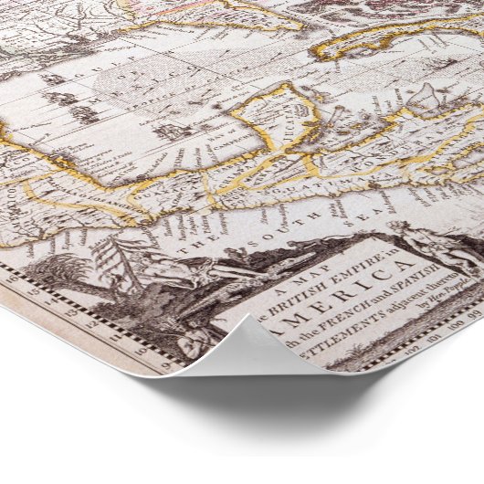 Een kaart van het Britse Rijk in Amerika Poster (Hoek)