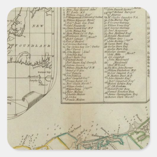 Een kaart van het eiland St. John Vierkante Sticker (Voorkant)