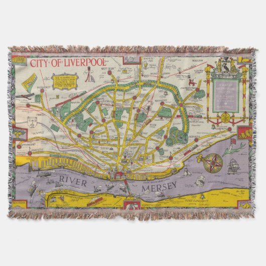 Een kaart van Merseyside, Liverpool Deken (Voorkant)