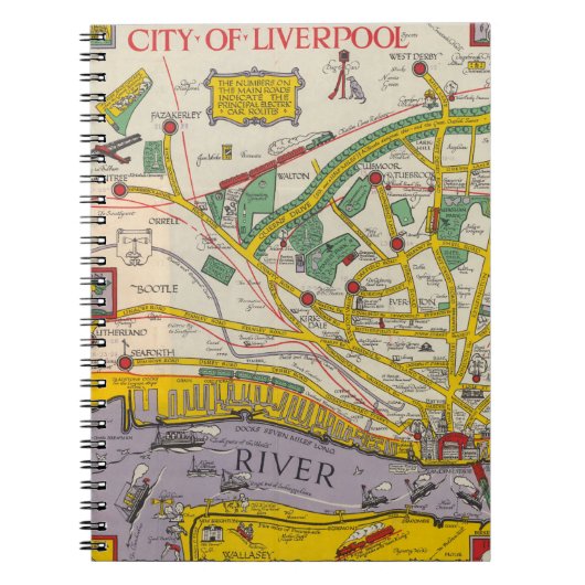 Een kaart van Merseyside, Liverpool Notitieboek (Voorkant)