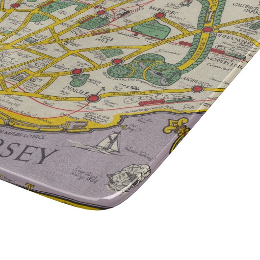 Een kaart van Merseyside, Liverpool Snijplank (Hoek)