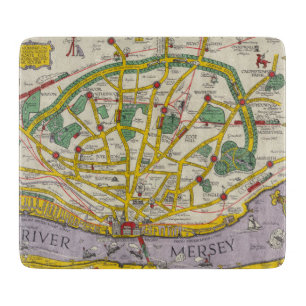 Een kaart van Merseyside, Liverpool Snijplank