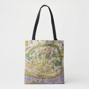 Een kaart van Merseyside, Liverpool Tote Bag