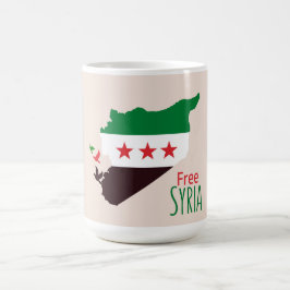 Een kaart van Syrië met de vlag van de revolutie Koffiemok