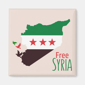 Een kaart van Syrië met de vlag van de revolutie Magneet