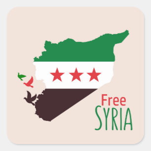 Een kaart van Syrië met de vlag van de revolutie Vierkante Sticker