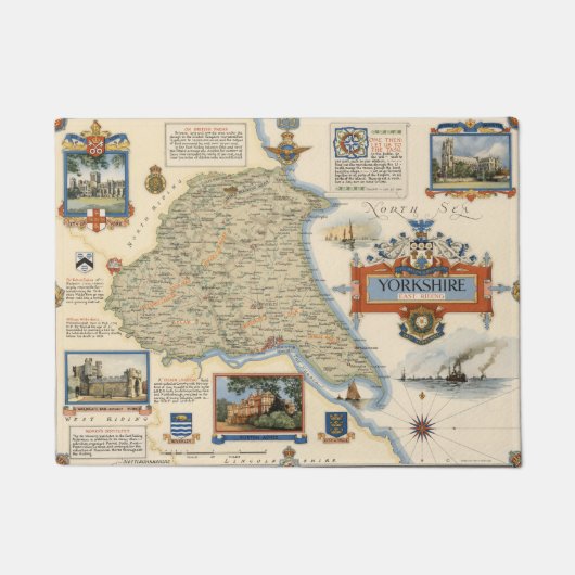 Een kaart van Yorkshire: East Riding Deurmat (Voorkant)