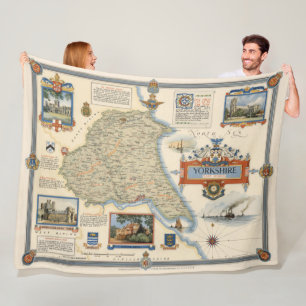 Een kaart van Yorkshire: East Riding Fleece Deken