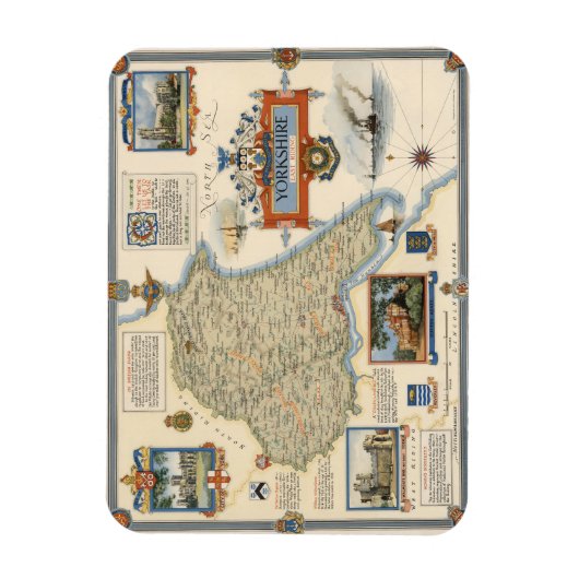 Een kaart van Yorkshire: East Riding Magneet (Verticaal)