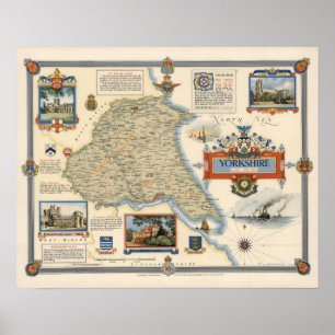 Een kaart van Yorkshire: East Riding Poster