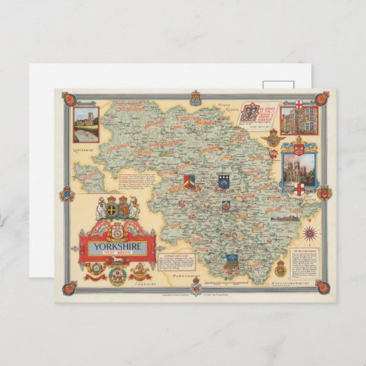 Een kaart van Yorkshire: West Riding (Voorkant / Achterkant)