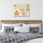 Een kaart van Yorkshire: West Riding Canvas Afdruk (Insitu (Slaapkamer))