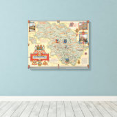 Een kaart van Yorkshire: West Riding Canvas Afdruk (Insitu (Houten vloer))