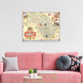 Een kaart van Yorkshire: West Riding Canvas Afdruk (Insitu (Woonkamer))