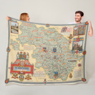 Een kaart van Yorkshire: West Riding Fleece Deken
