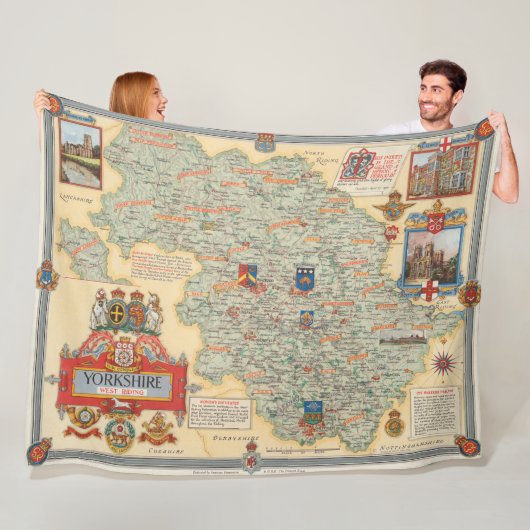 Een kaart van Yorkshire: West Riding Fleece Deken (In situ)