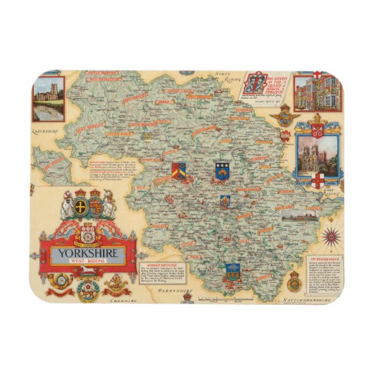 Een kaart van Yorkshire: West Riding Magneet (Horizontaal)
