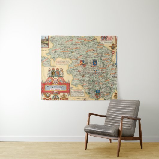 Een kaart van Yorkshire: West Riding Wandkleed (In Situ (horizontaal))