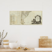 Een kaart van Zuid-Amerika zuidelijk deel Poster (Keuken)