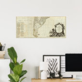 Een kaart van Zuid-Amerika zuidelijk deel Poster (Thuiskantoor)