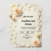 Een kaart versierd met geprägde of gedrukte bloeme (Voorkant / Achterkant)