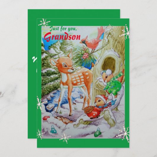 Een Kaart voor beste kleinzoons kerstmis (Voorkant / Achterkant)