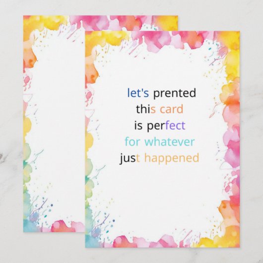 Een kaart voor elke gelegenheid. Wenskaart (Voorkant / Achterkant)