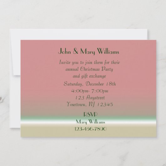 Een Kaart voor uitnodiging tot feestdag (Achterkant)