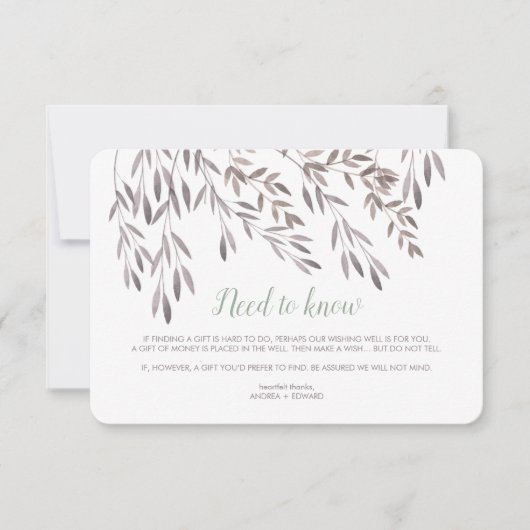 Een kaartje bij een wilde bloemen bruiloft kaart (Voorkant)