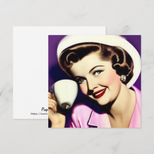 Een kaartje met retro jaren 50 gestileerde vrouw (Voorkant / Achterkant)