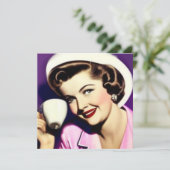 Een kaartje met retro jaren 50 gestileerde vrouw (Staand voorkant)