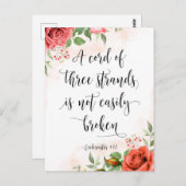 Een kabel van drie strengen, ecclesiastes 4:12 briefkaart (Voorkant / Achterkant)