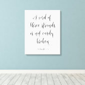 Een kabel van drie strengen, ecclesiastes 4:12 canvas afdruk (Insitu (Houten vloer))