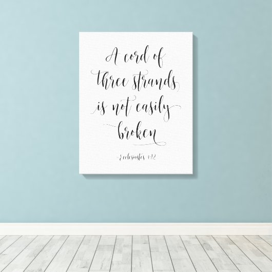 Een kabel van drie strengen, ecclesiastes 4:12 canvas afdruk (Insitu (Houten vloer))
